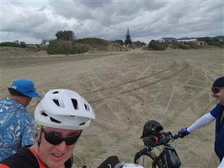 Photo of Tour Aotearoa 2024: rider Joking not joking, Ahipara at last