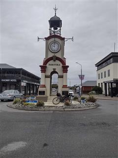 Photo of Tour Aotearoa 2024: rider Stephane Perron, Hikitina clock tower